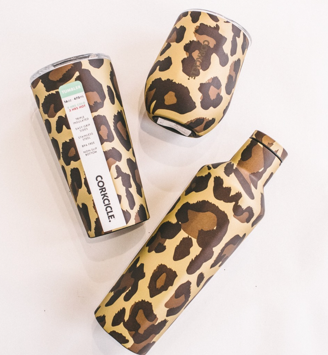 Corkcicle 12 oz Stemless Leopard Luxe
