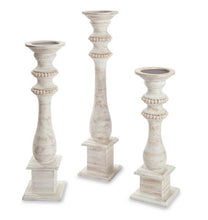 Load image into Gallery viewer, Mud Pie Beaded Wood Candlestick