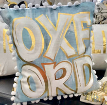 Load image into Gallery viewer, Oxford Gold Pillow with Pom Trim
