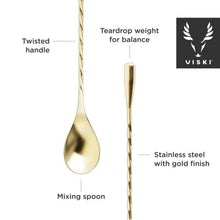 Load image into Gallery viewer, Viski 40cm Gold Weighted Barspoon
