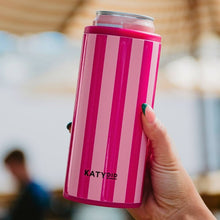 Load image into Gallery viewer, Pink and Hot Pink Striped Slim Can Cooler
