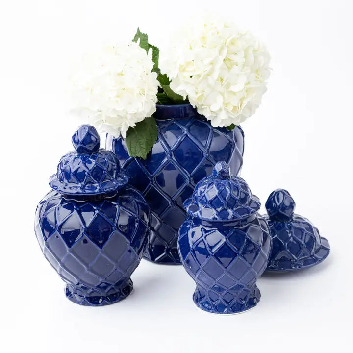 Navy Textured Ginger Jars