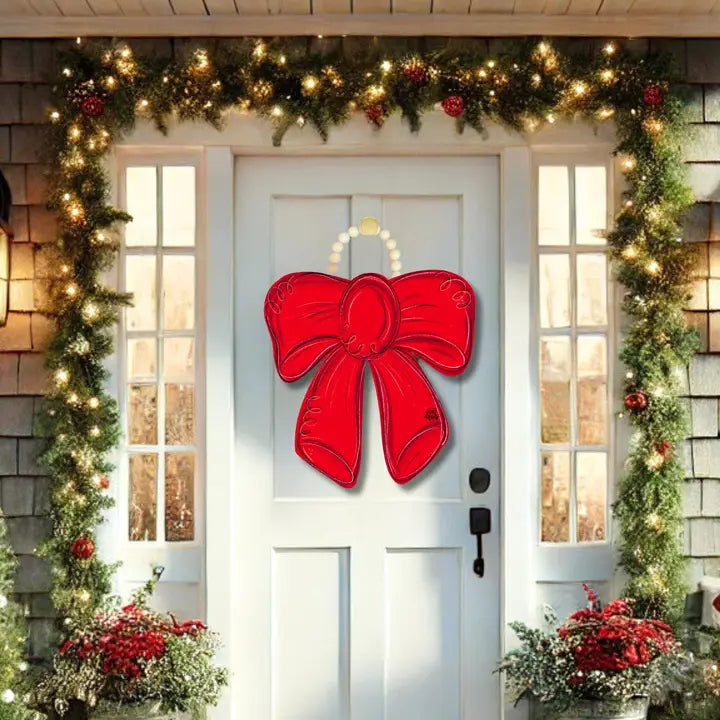 Red Bow Door Hanger