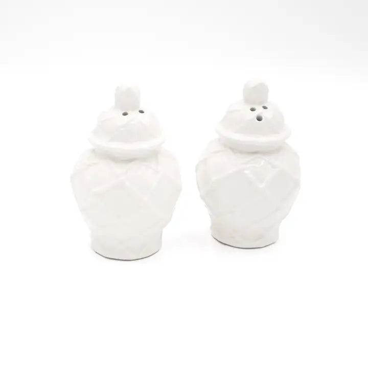 White Textured Salt & Pepper Shakers