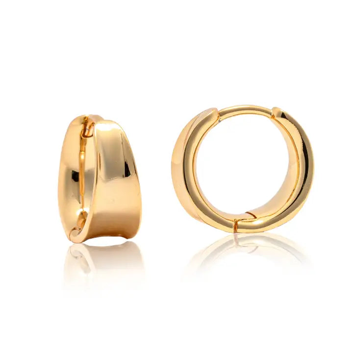 Channel Chunky Plain Huggie Hoop Earrings