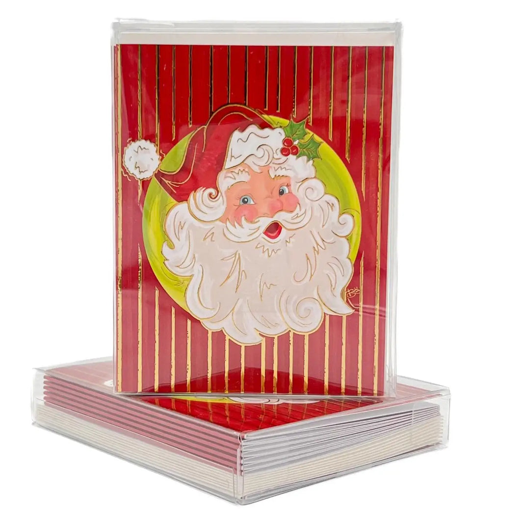Gold Foil Pretty N' Red Santa Folded Notes