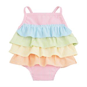 Seersucker Ruffle Swimsuit