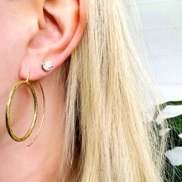 Brass Handmade Earring - Hoop Threader