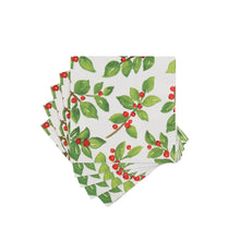 Load image into Gallery viewer, Painted Holly White Recycled Napkins
