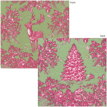 Load image into Gallery viewer, Stag Toile Raspberry/Sage Napkins
