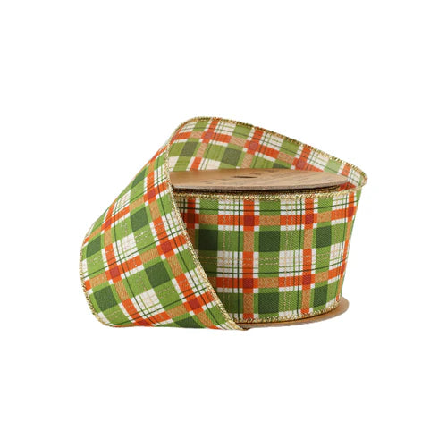 Orange and Green Plaid Ribbon