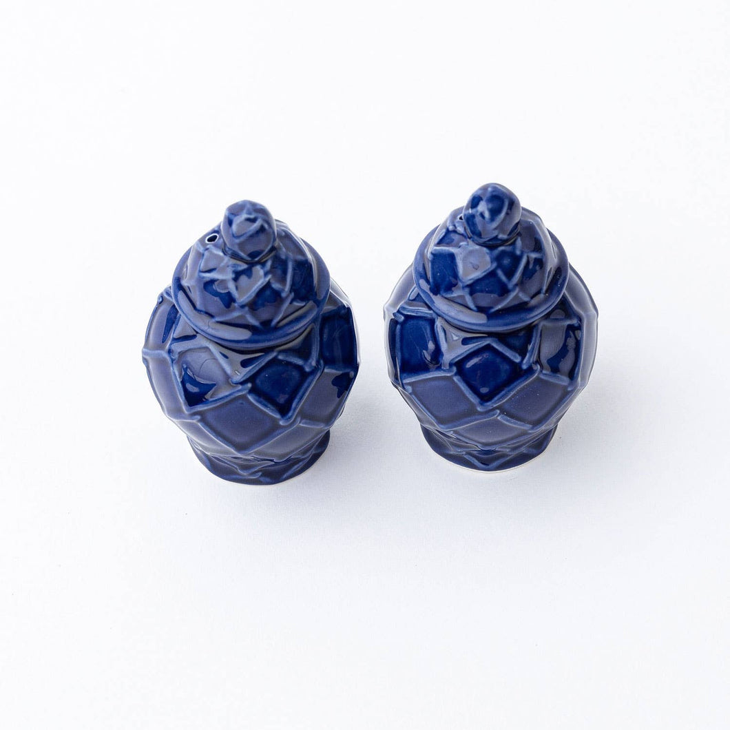 Navy Textured Jar Salt & Pepper Shakers