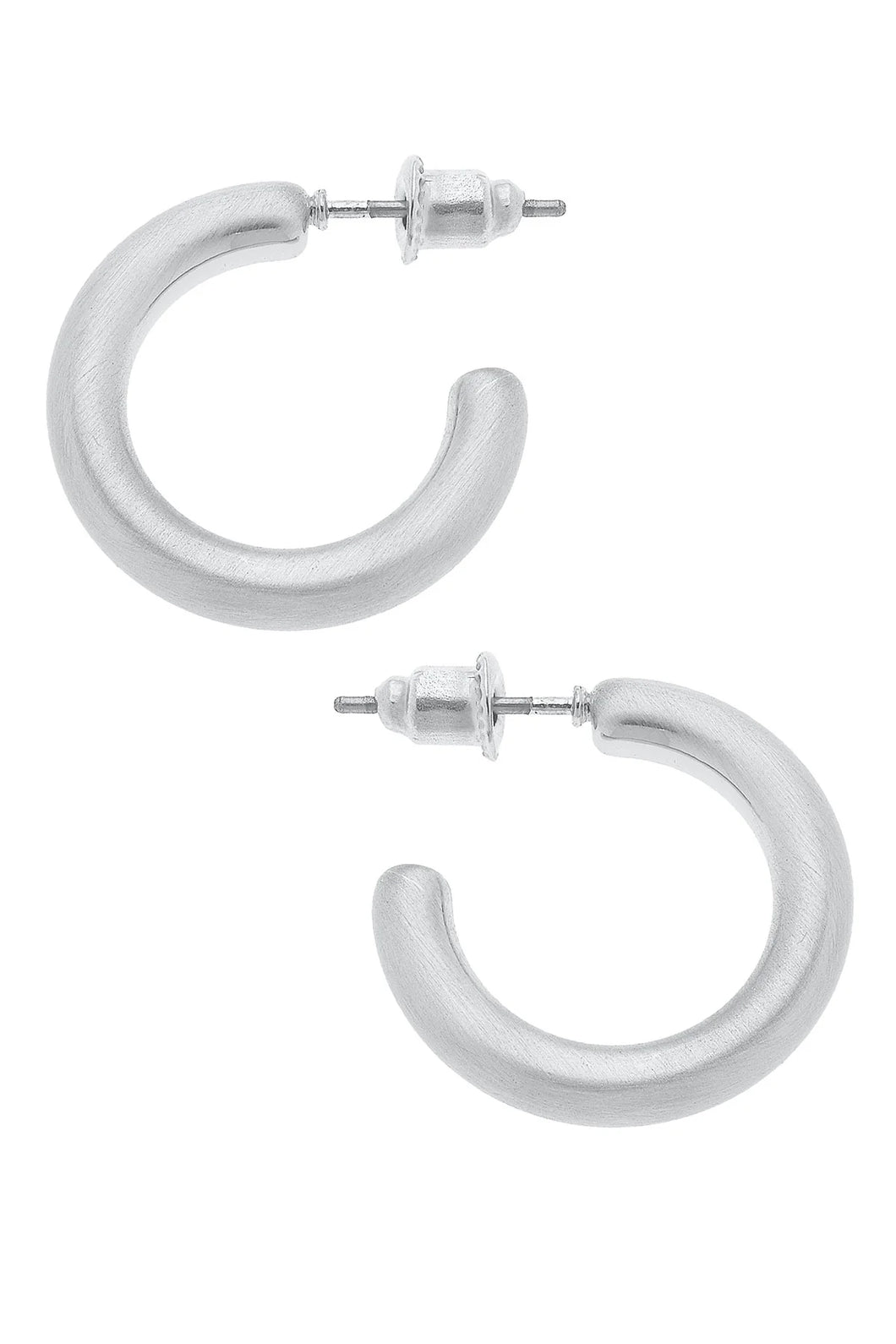 Célia Hoop Earrings in Satin Silver