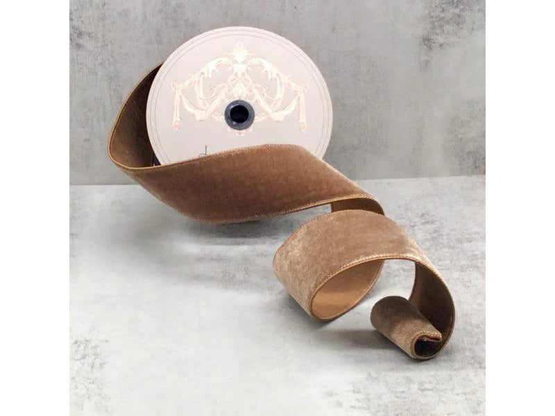 2.5“ x 10 YDS Lush Velvet Walnut Dupion Back - Walnut