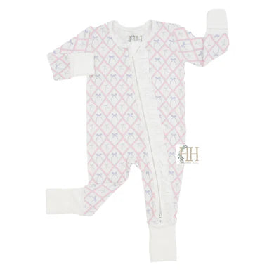 Girls Ribbons & Bows Zipper Romper