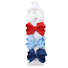 Load image into Gallery viewer, 3" Small Scalloped Edge Bow On Snap Clip - 4 Pack
