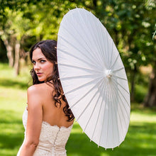 Load image into Gallery viewer, Pretty Paper Parasol With Bamboo Handle - White
