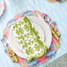 Load image into Gallery viewer, Chintz Green Scalloped Dinner Napkins
