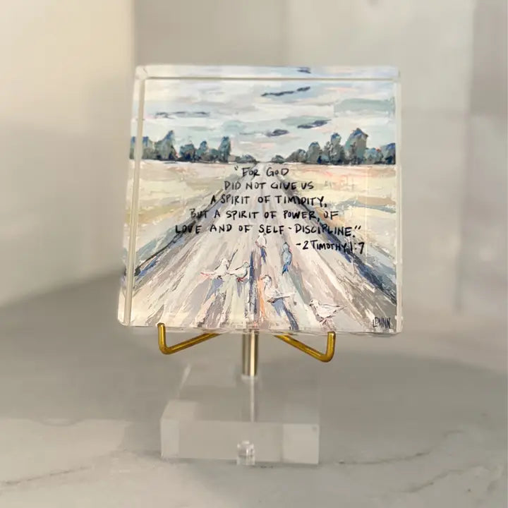 2 Timothy 1:7 Acrylic Scripture Block