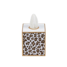 Load image into Gallery viewer, Cream Leopard Enameled Tissue Box Cover
