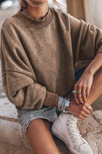 Load image into Gallery viewer, Solid Color Drop Shoulder Crew Neck Pullover Sweatshirt
