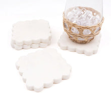 Load image into Gallery viewer, White Marble Scalloped Coaster Set
