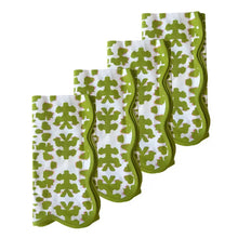 Load image into Gallery viewer, Chintz Green Scalloped Dinner Napkins
