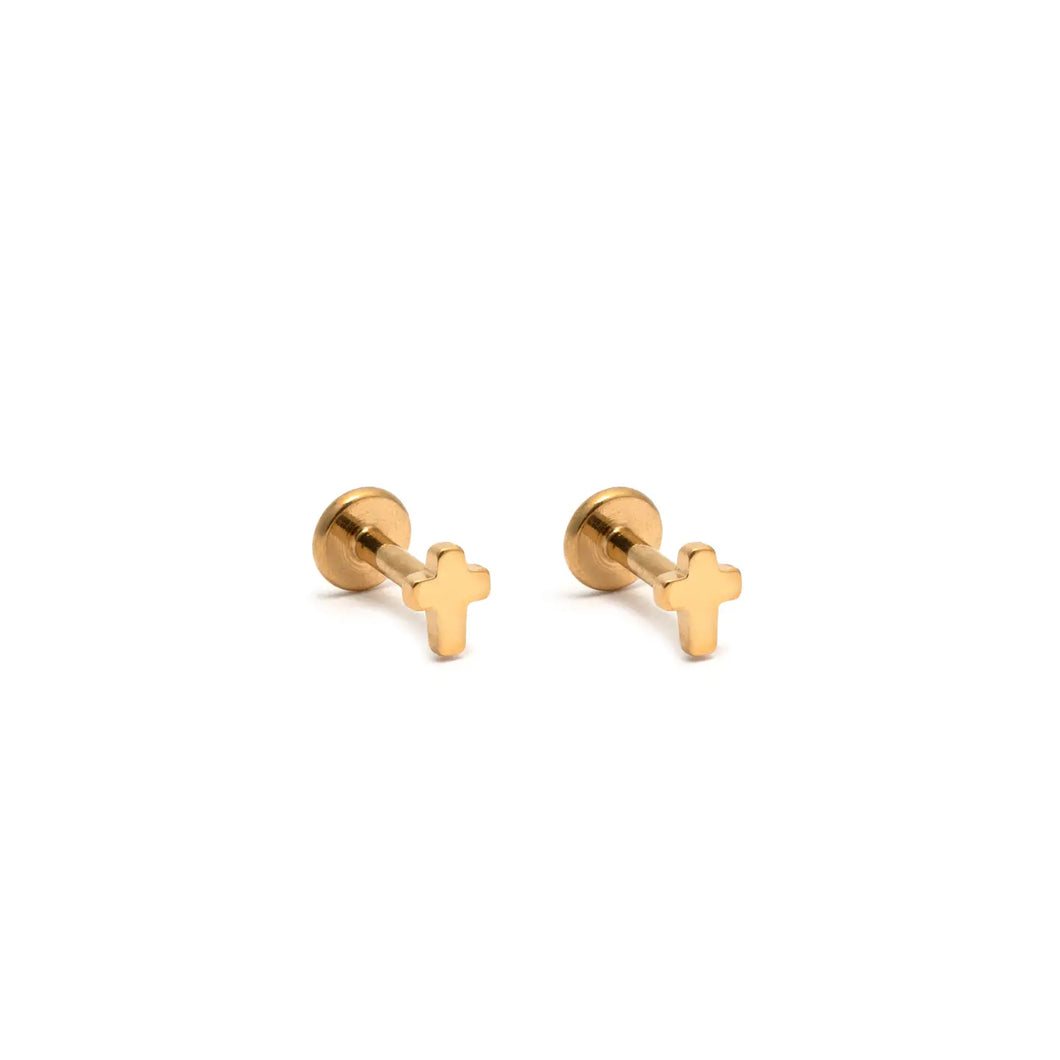 Cross Dainty Flat Back Earrings