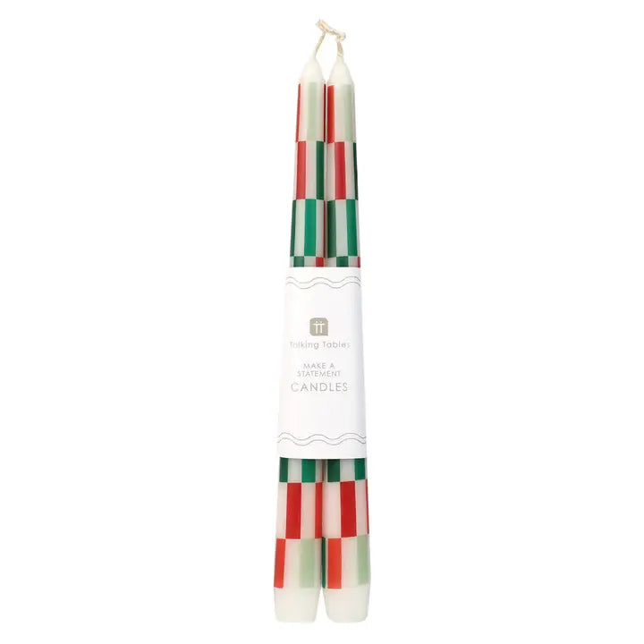 Red/Green Check Taper Candles