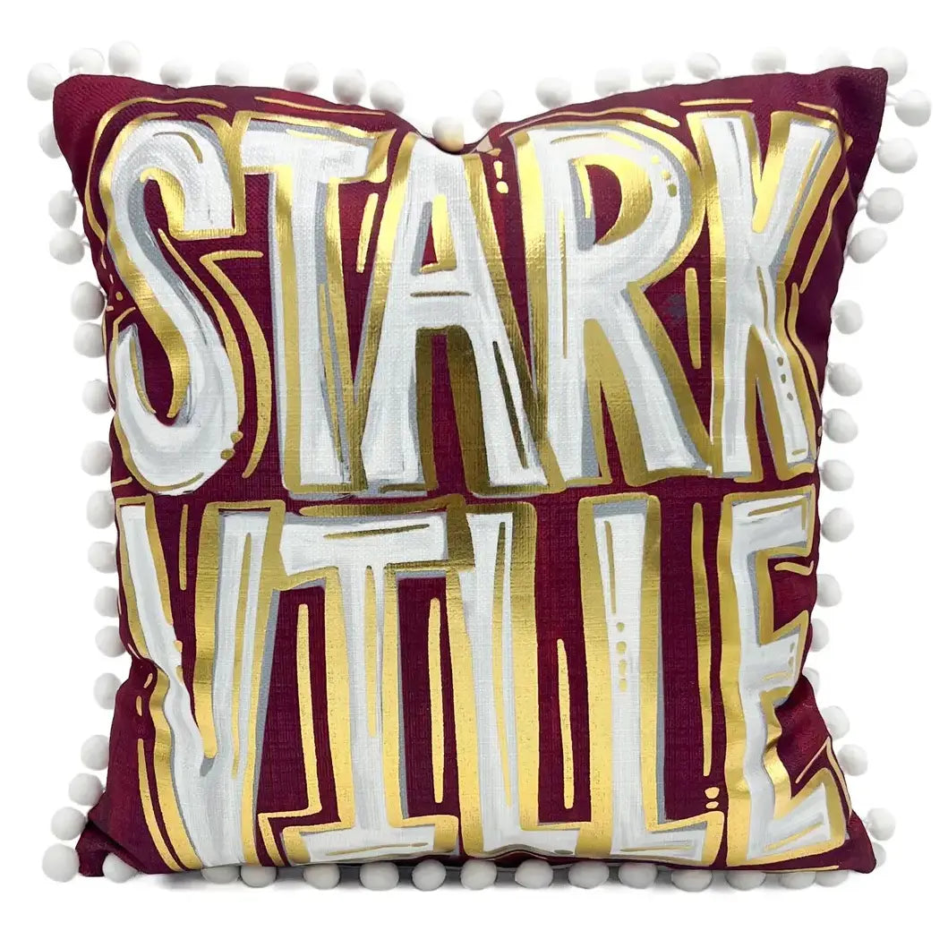 Starkville Pillow with Pom Trim