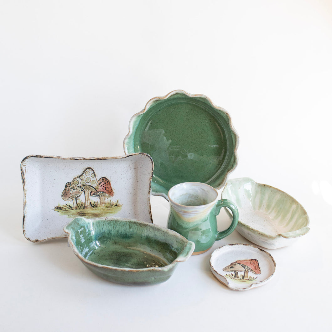 Etta Mushrooms on Rectangle Baker