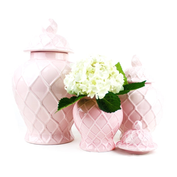 Pink Textured Ginger Jar