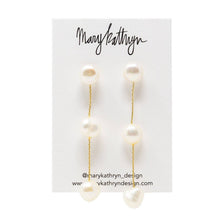 Load image into Gallery viewer, White Triple Pearl Drop Earrings
