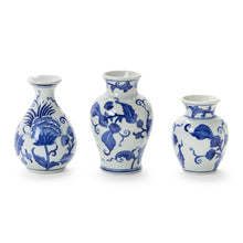 Load image into Gallery viewer, Blue Willow Hand-Painted Floral Chinoiserie Vases
