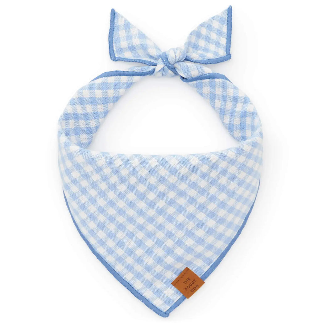 Sky Blue Gingham Spring Dog Bandana
