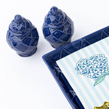 Load image into Gallery viewer, Navy Textured Jar Salt &amp; Pepper Shakers
