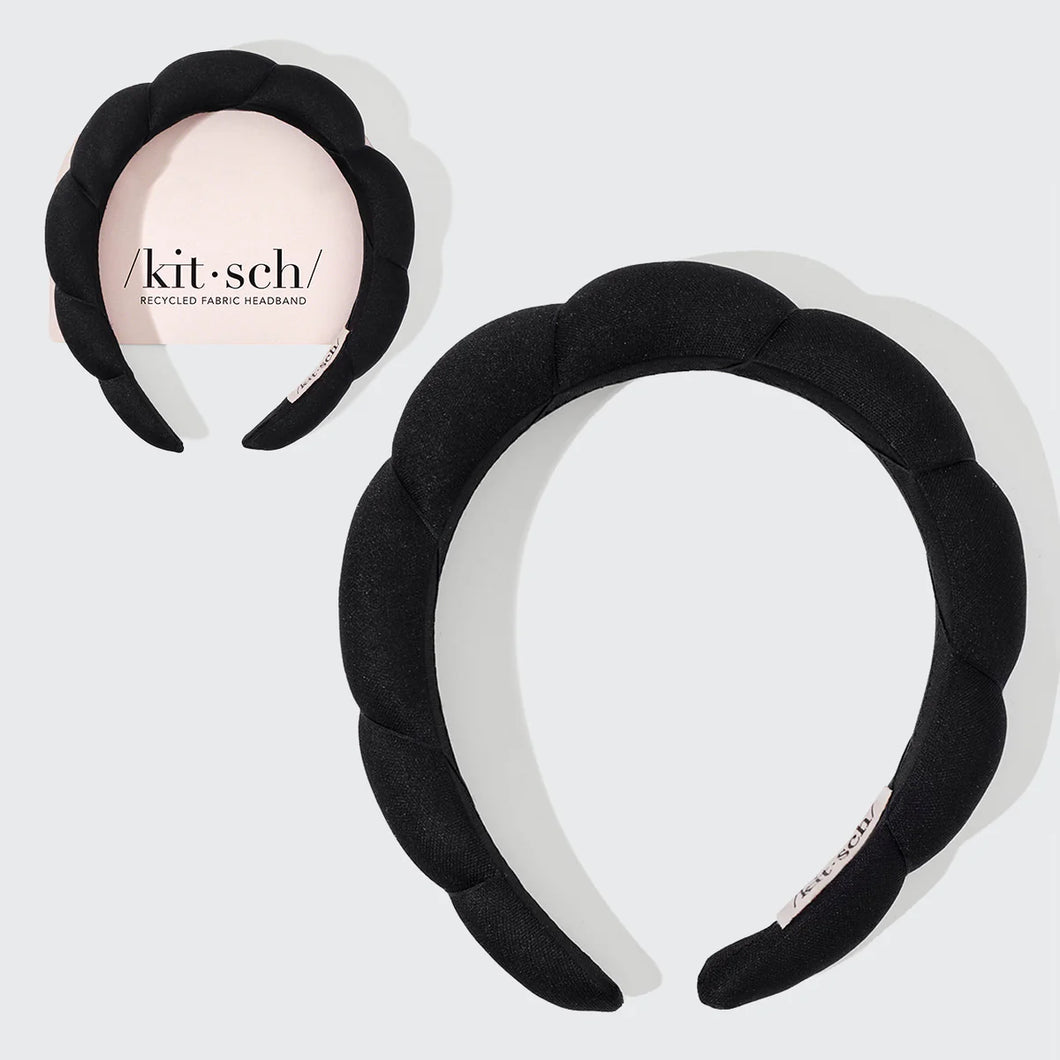 Recycled Fabric Puffy Headband 1 pc - Black