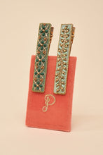 Load image into Gallery viewer, Narrow Bar Hair Clips - Green Vines
