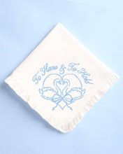 Load image into Gallery viewer, Swan Handkerchief | blue, bridal, wedding ruffle embroidered
