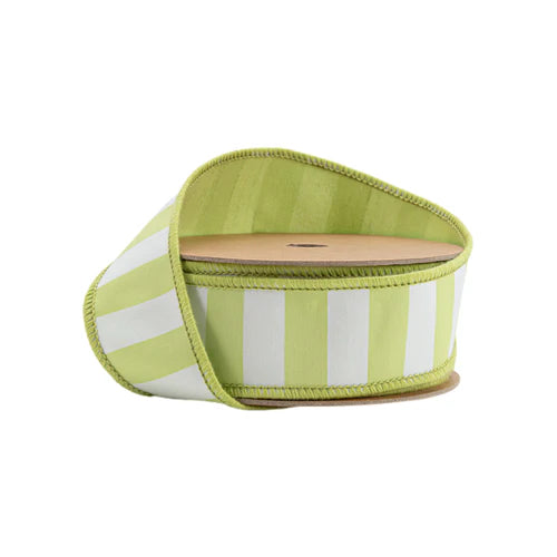 Green/White Medium Horizontal Stripe Ribbon