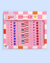 Load image into Gallery viewer, America Face Gems | Patriotic Face Stickers, Red White Blue
