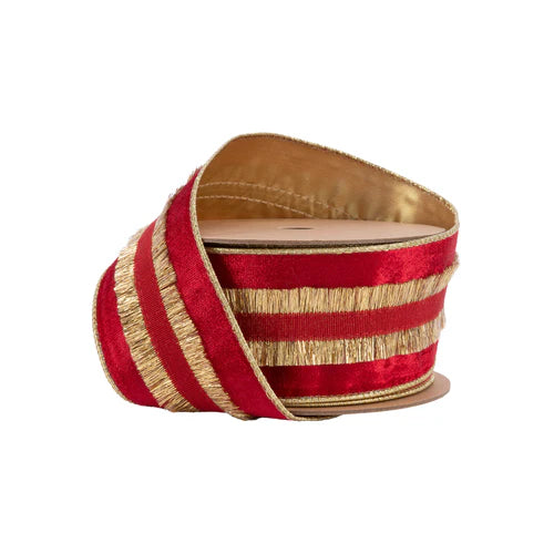 Red Ribbon with Gold Fringe