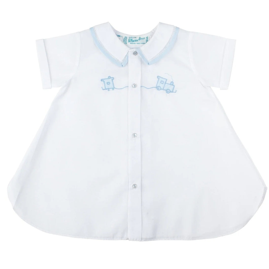 Boys Open Front Daygown With Train Newborn
