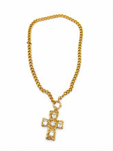 Load image into Gallery viewer, Holly Hammered Diamond Cross Chain Necklace | 18k Gold Plated
