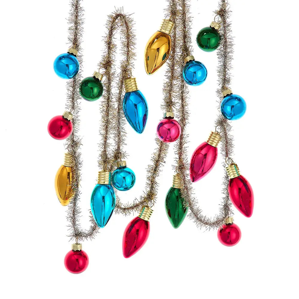 6'gold Tinsel Garland W/C7 Bulbs