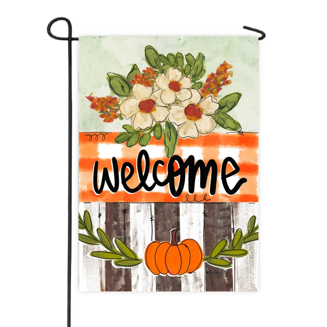 Welcome Pumpkin and Petals Garden Flag