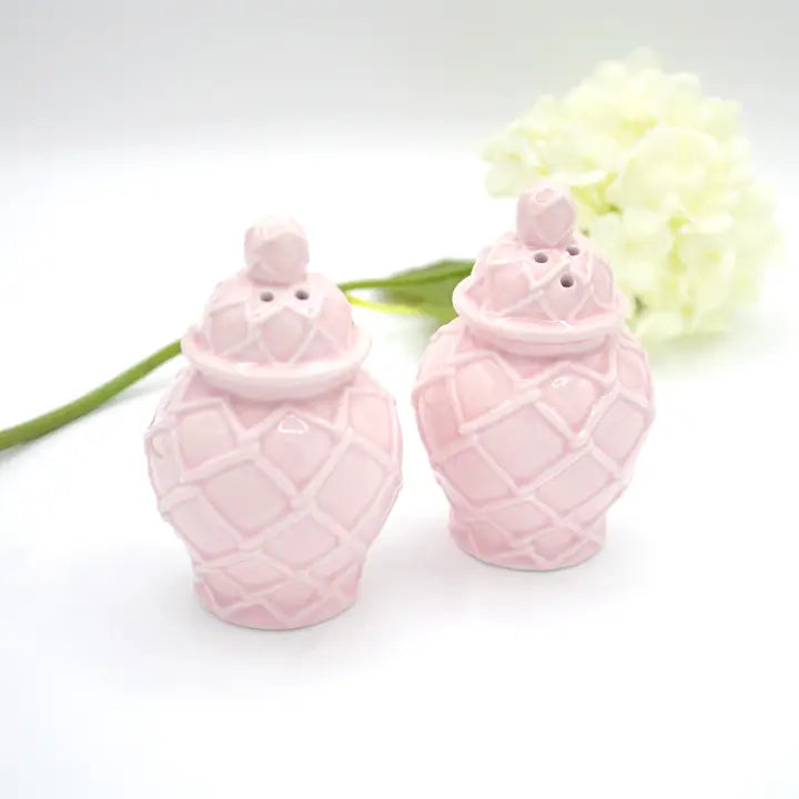 Light Pink Textured Salt & Pepper Shakers
