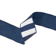 Load image into Gallery viewer, 2 1/2&quot; Wired Ribbon - Cabana Horizontal Stripe Navy

