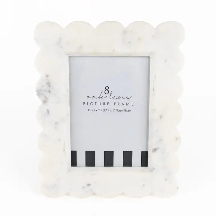 White Scalloped Marble 5x7 Picture Frame