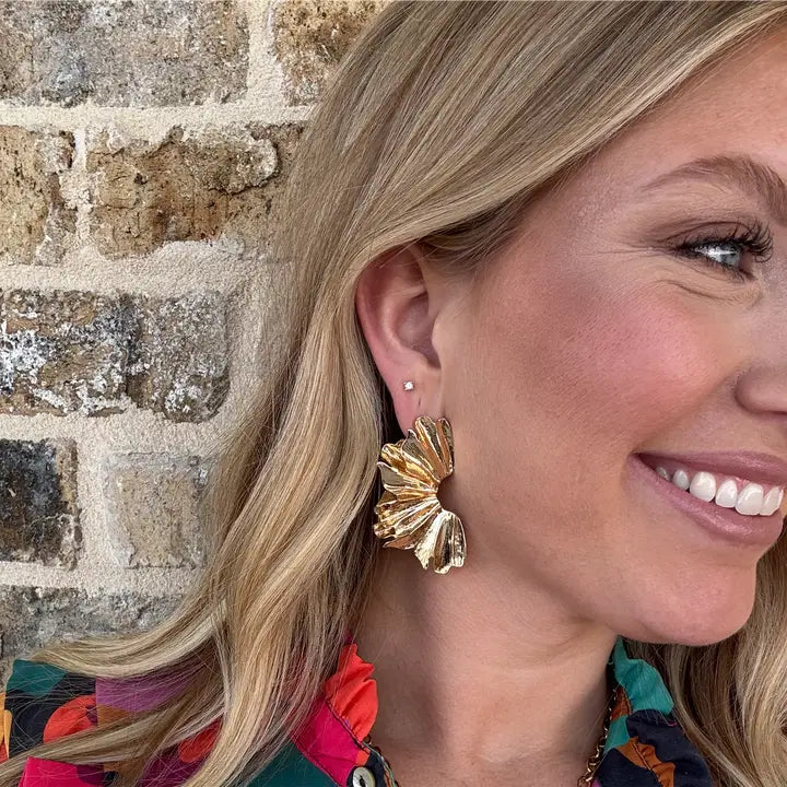 Triple Play Gold Half Leaf Earring